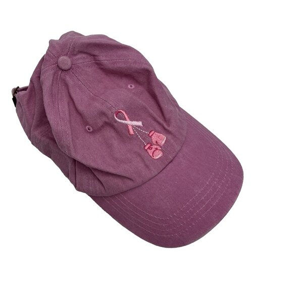 Women’s Pink Baseball Cap One Size Adjustable Breast Cancer Awareness Ribbon Hat - Picture 1 of 5